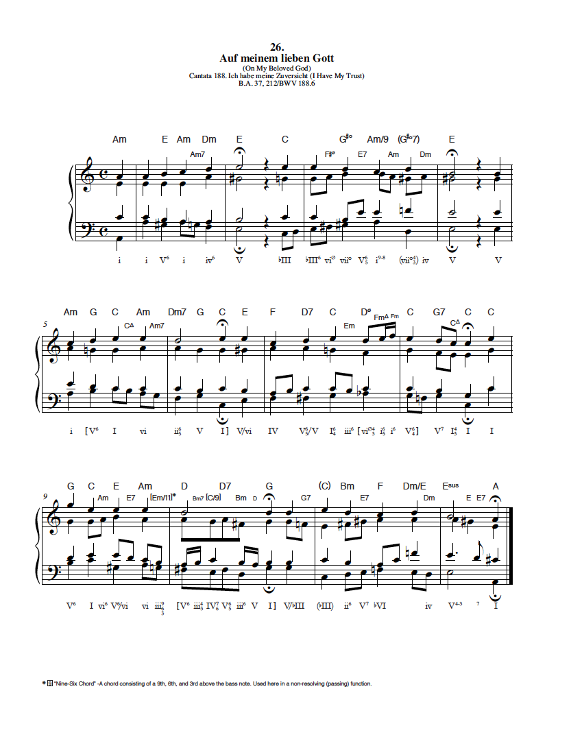 Bach Chord Progression Chart